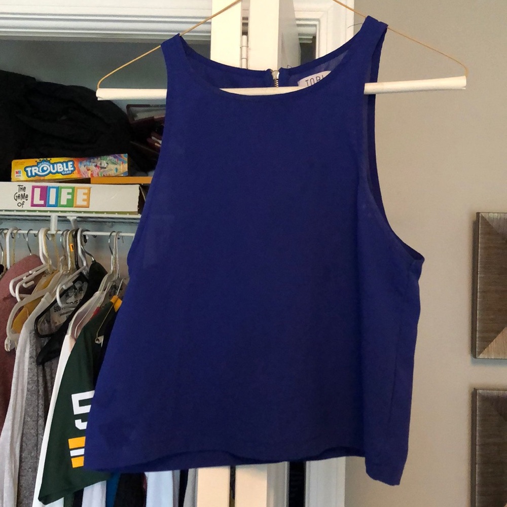 Tobi Blue Cropped Tank Top Blouse - Picture 7 of 8